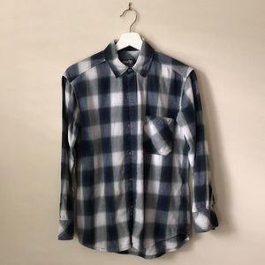 TNA Boyfriend Fit Plaid Shirt Green/Blue